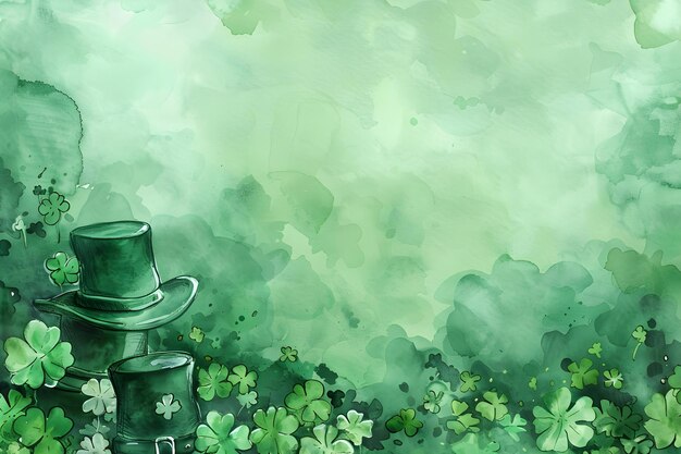 Photo st patrick39s day watercolor illustration with space for text concept st patrick39s day watercolor illustration text space irish celebration