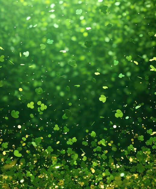 St patricks confetti green background