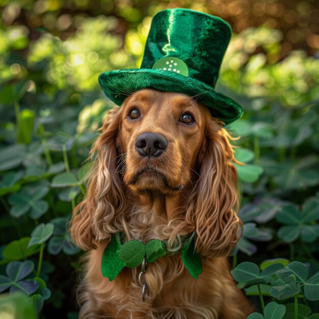 Photo st patricks cute real golden cocker spaniel