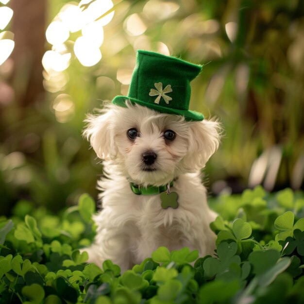 Photo st patricks cute real white teacup maltese