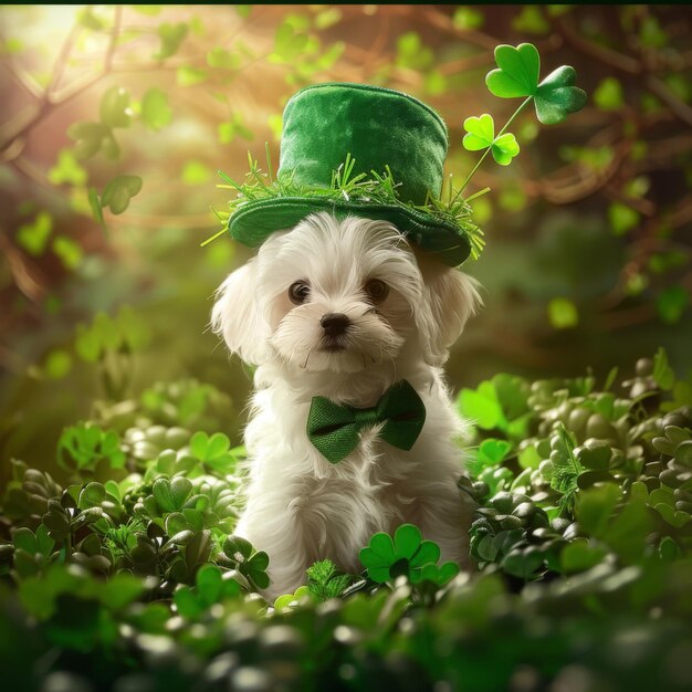 Photo st patricks cute real white teacup maltese