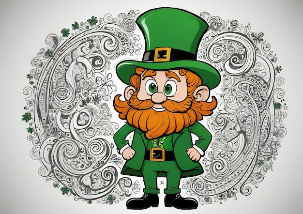 Photo st patricks day abstract background clover green hat gold coins leprechaun hat with clover