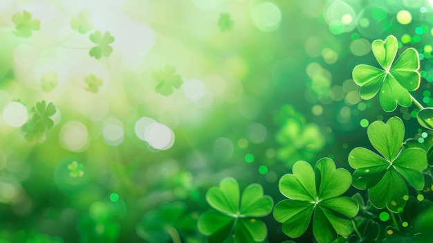 St patricks day abstract background st patricks day green background clover leaf bokeh lights