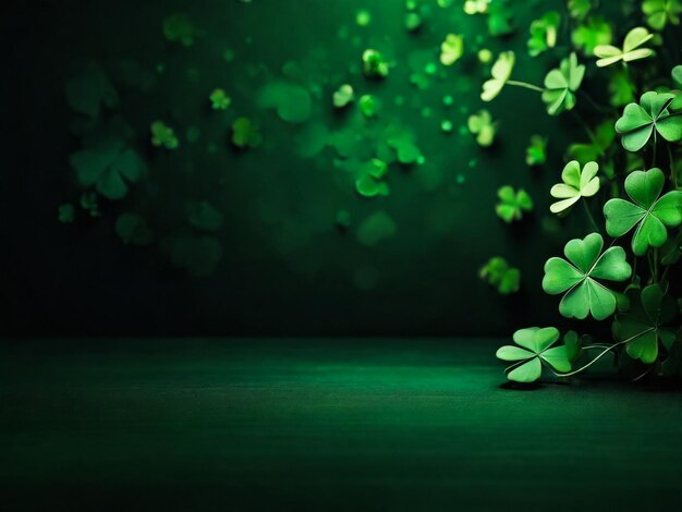 Photo st patricks day abstract green background decorated with shamrock leaves patrick day pub party