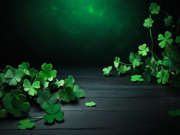 Photo st patricks day abstract green background decorated with shamrock leaves patrick day pub party