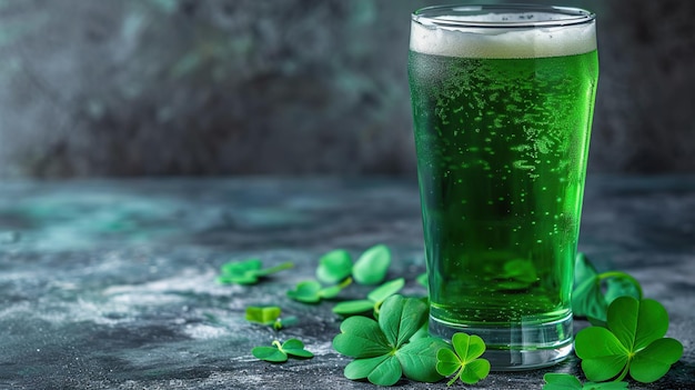 Foto st patrick's day banner con sfondo di birra verde