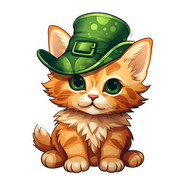 St Patricks Day Dog in a hat Humor and happiness Sticker A series of stickers and symbols clover hat green quatrefoil Celebration of St Patrick Good luck attributes of the feast of St Patrick