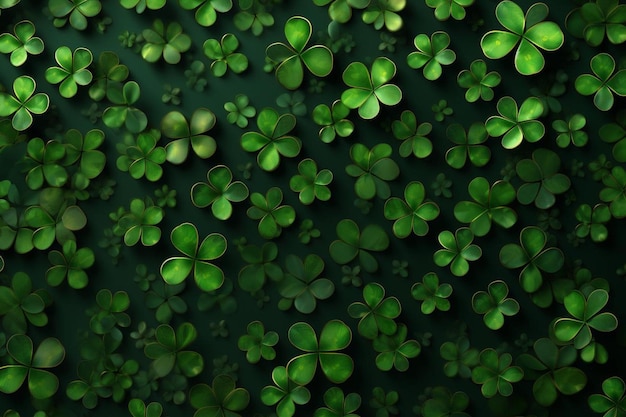 St patricks day four petal clover leaves background