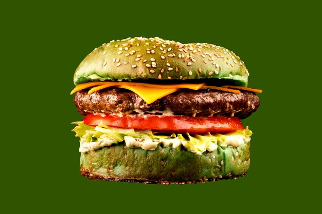 st patricks day green burger isolated