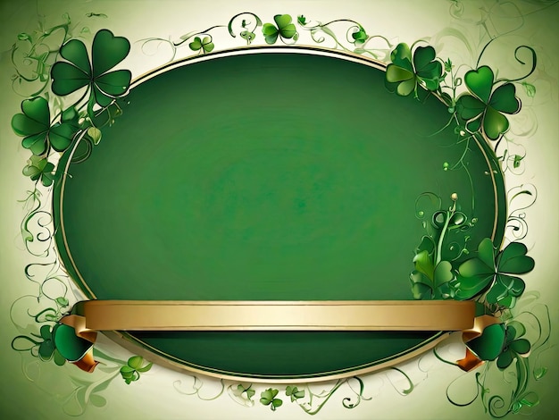 Photo st patricks day holiday invitation with a place for text in a frame a postcard with a green fourleaf clover ai generated