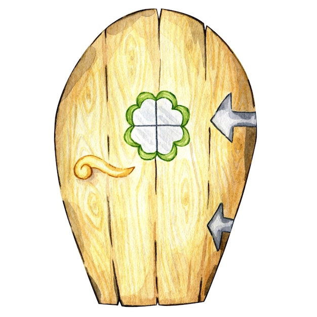 St patricks day illustration of wooden door with window fairytale wood door of gnomes house wood