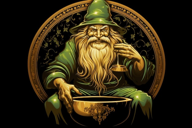St patricks day irish leprechaun gold pot design of religion holiday
