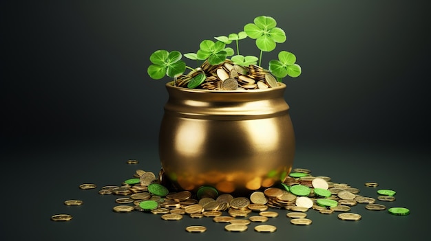 St Patricks day Leprechaun pot of gold and luck isolated on white Generative ai