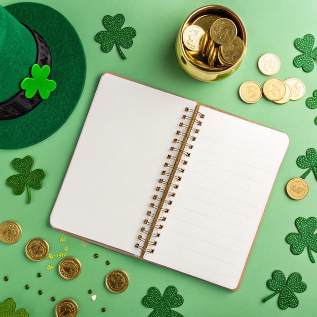 St Patricks Day Notebook and Gold Coins