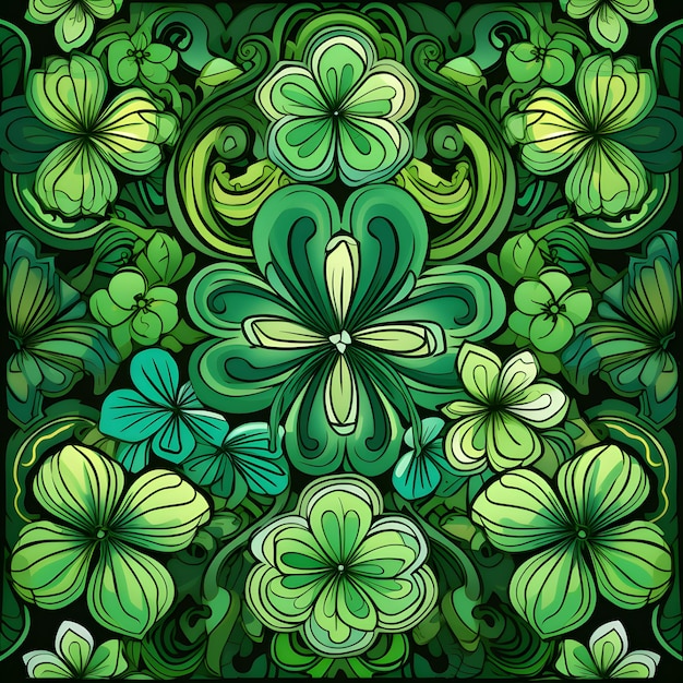 Foto st patrick's day modello di foglie di trifoglio foglie verdi sfondo shamrock sfondo celtico irlandese