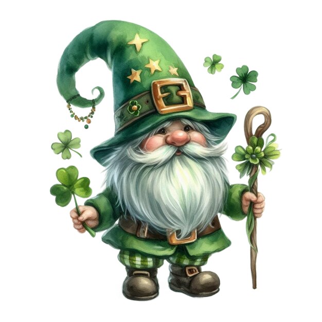 St Patricks Gnomes Watercolor Clipart