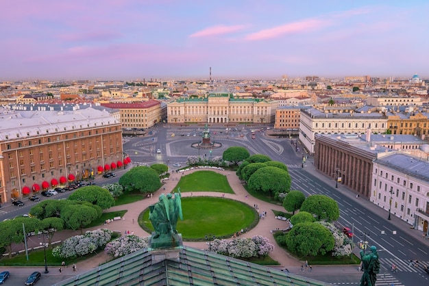 St. Petersburg city skyline from top view cityscape of Russia at sunset