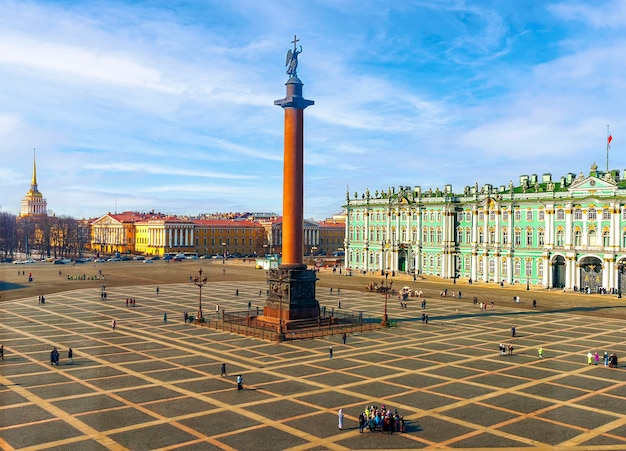 St Petersburg view of the Palace Square with the Alexandria Pillar