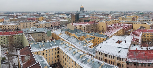 St Petersburg in winter view from above