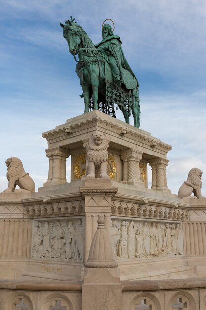 St. Stephen Monument at Matthias Church at Buda Castle in Budapest, Hungary