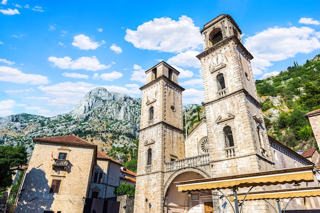 St Tryphon Church in Kotor at sunny summer day