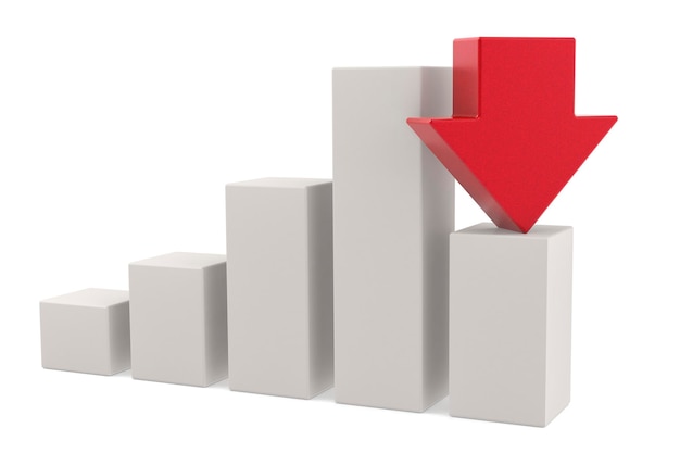 Foto staafdiagram met rode pijl-omlaag