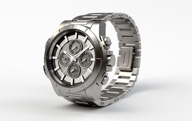 Staal horloge 3D op witte achtergrond