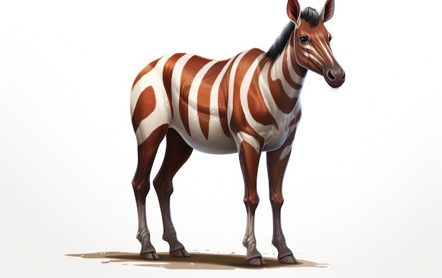 Staande mooie kleurrijke okapi geïsoleerd op een witte achtergrond