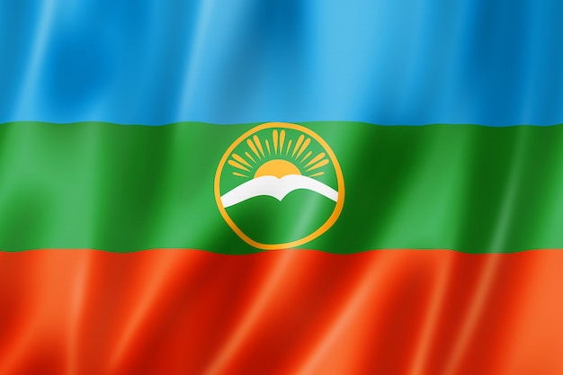 Staat Karachay Cherkessia - Republiek - vlag, Rusland zwaaiende banner collectie. 3D illustratie