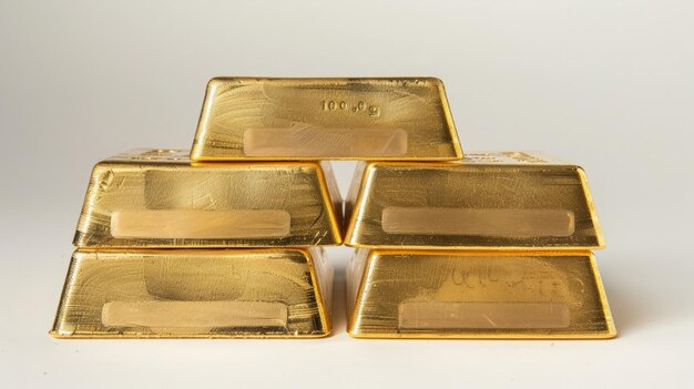 Photo stack 6 gold bar 1 kg on white background