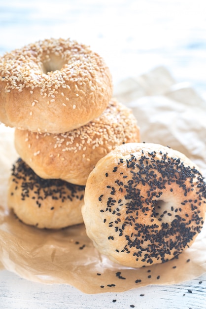 A stack of bagels