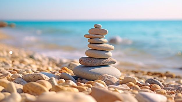 Stack of balanced rocks on the coast