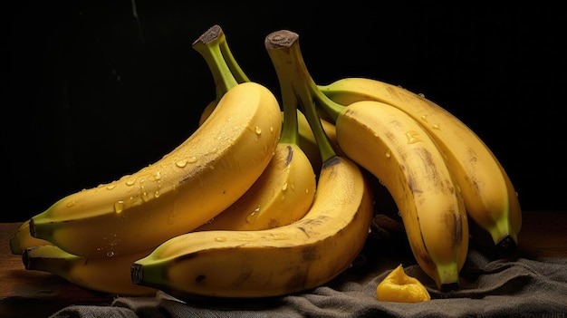 Stack of bananas on fabric