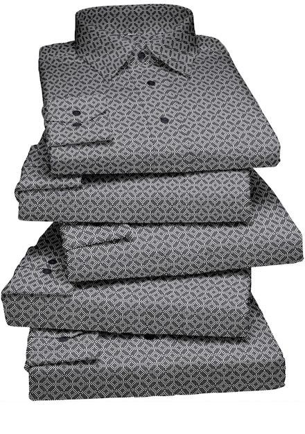 A stack of black bed sheets with a pattern on the front.