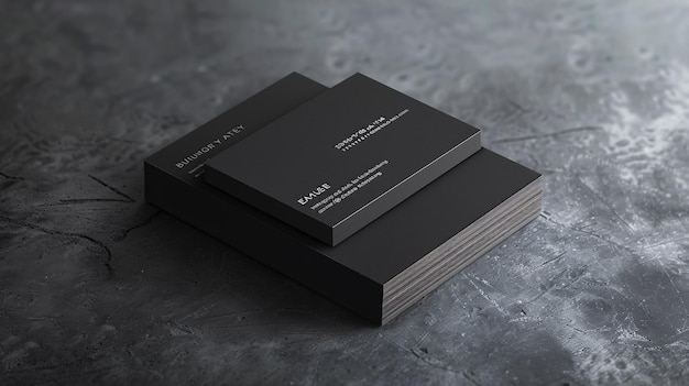 стопка черных книг с именем компании на передней стороне