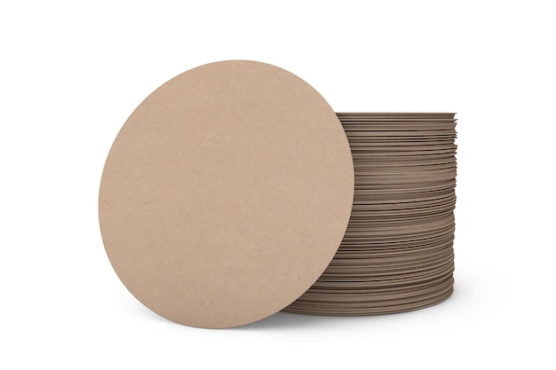 Stack of Blank Beer Coasters on a white background