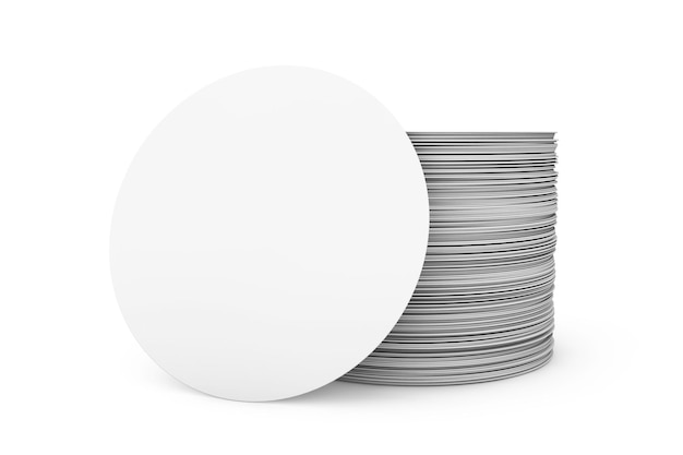 Stack of Blank Beer Coasters on a white background