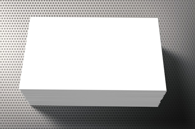 Stack of blank name cards on grey background