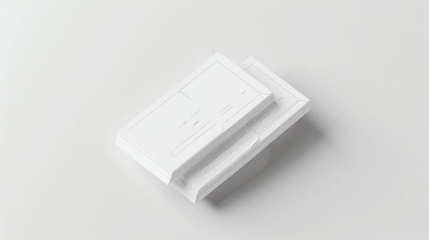 A stack of blank white envelopes on a solid white background The envelopes are slightly angled to create a sense of depth