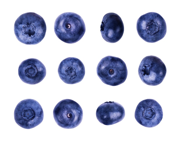 Stack of blueberries isolated on white with clipping path