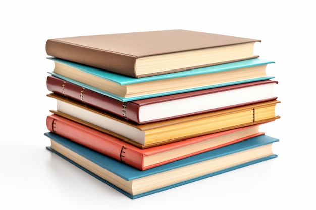 Photo stack of books arranged vertically on a white or clear surface png transparent background