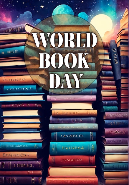 Photo stack of books background world book day