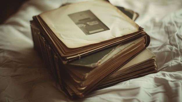 Stack of books on bed