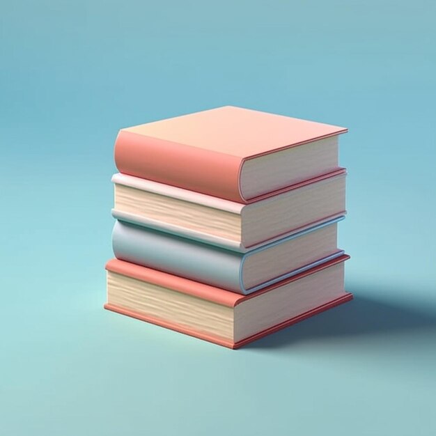 Stack of books cartoon illustration ai generated