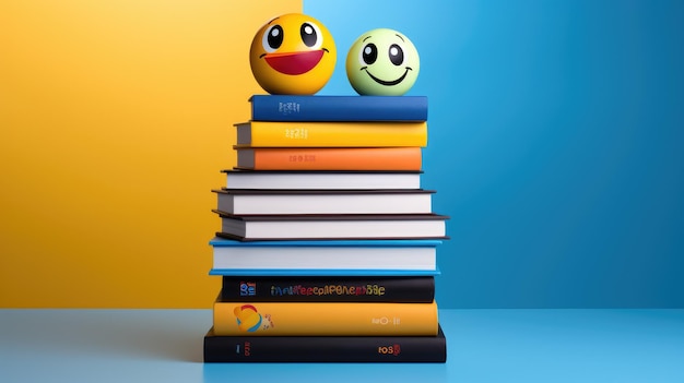 A stack of books emoji with colorful covers