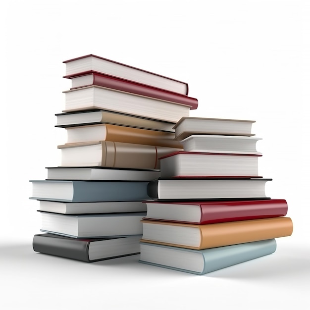 stack of books on isolated white background