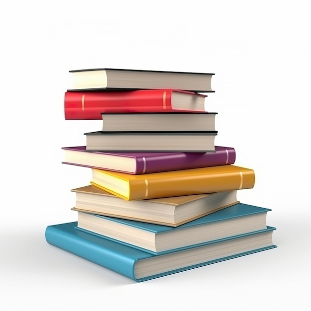 stack of books on isolated white background