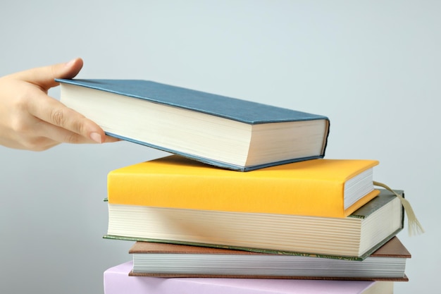 A stack of books on a light background