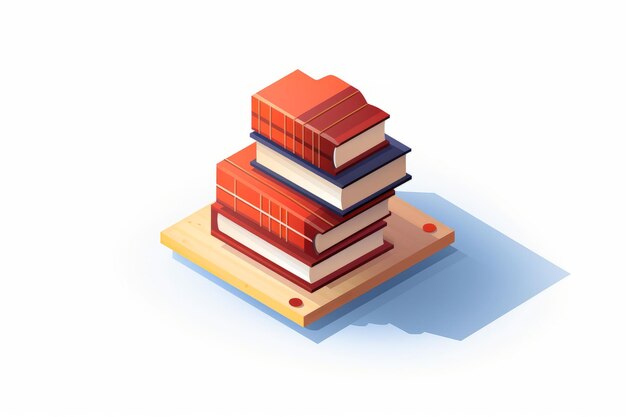 Stack of books sitting on top of wooden board Generative AI