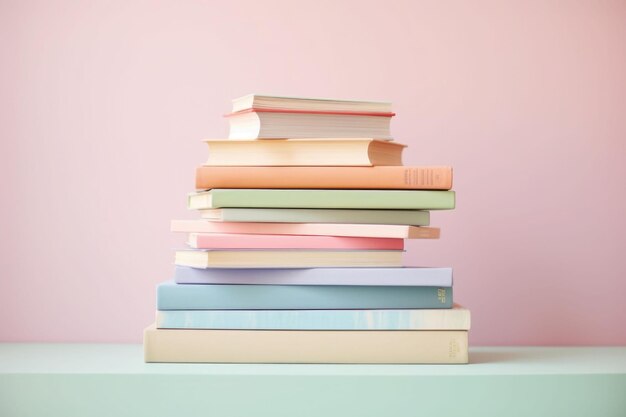 Stack of books in soft pastel colors Generative AI illustration